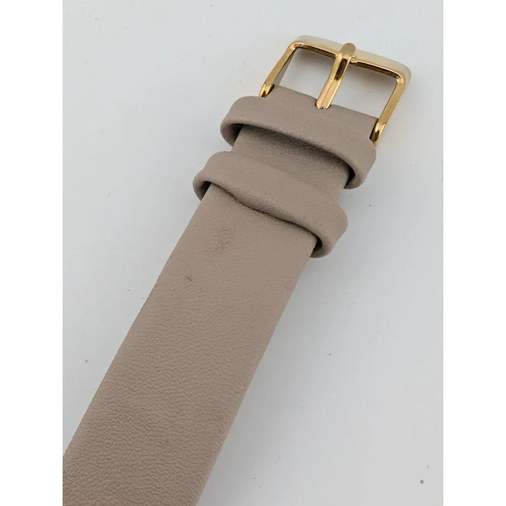 Oriflame Watch Women 37mm Gold Case Beige Leather Band- New Battery‎